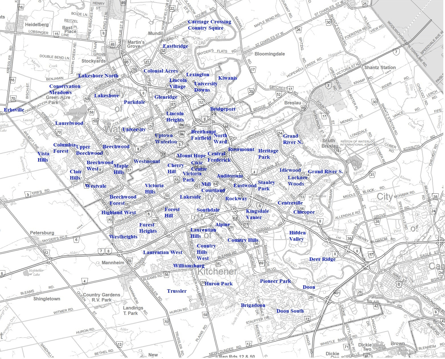 Neighbourhoods Of Kitchener Andrew Shackleton   2020 KW Map 